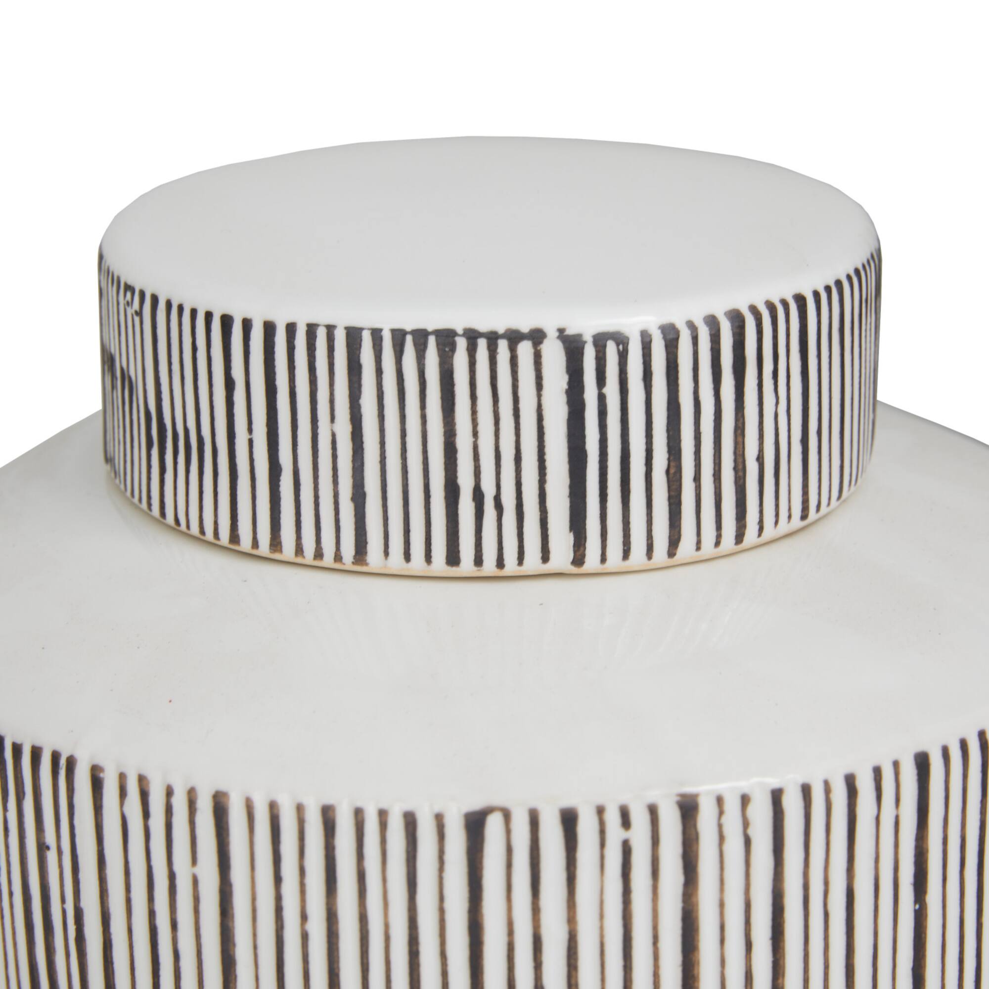 Black and White Ceramic Modern Jars, set of 2, 13", 11"